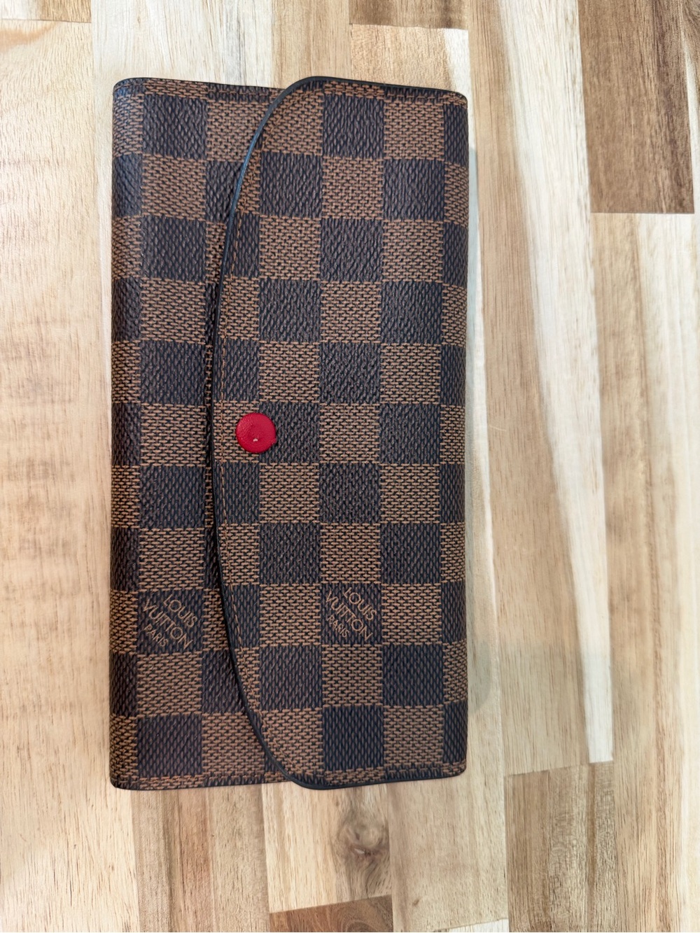Louis Vuitton Brown Damier Continental Wallet with Red Snap
